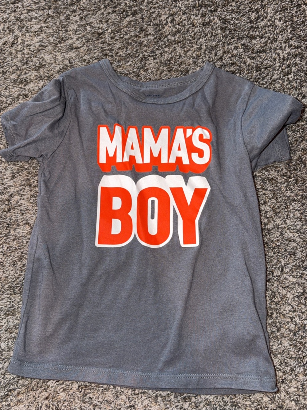 The Children's Place Gray Tee with Red and White "Mama's Boy" Graphic
